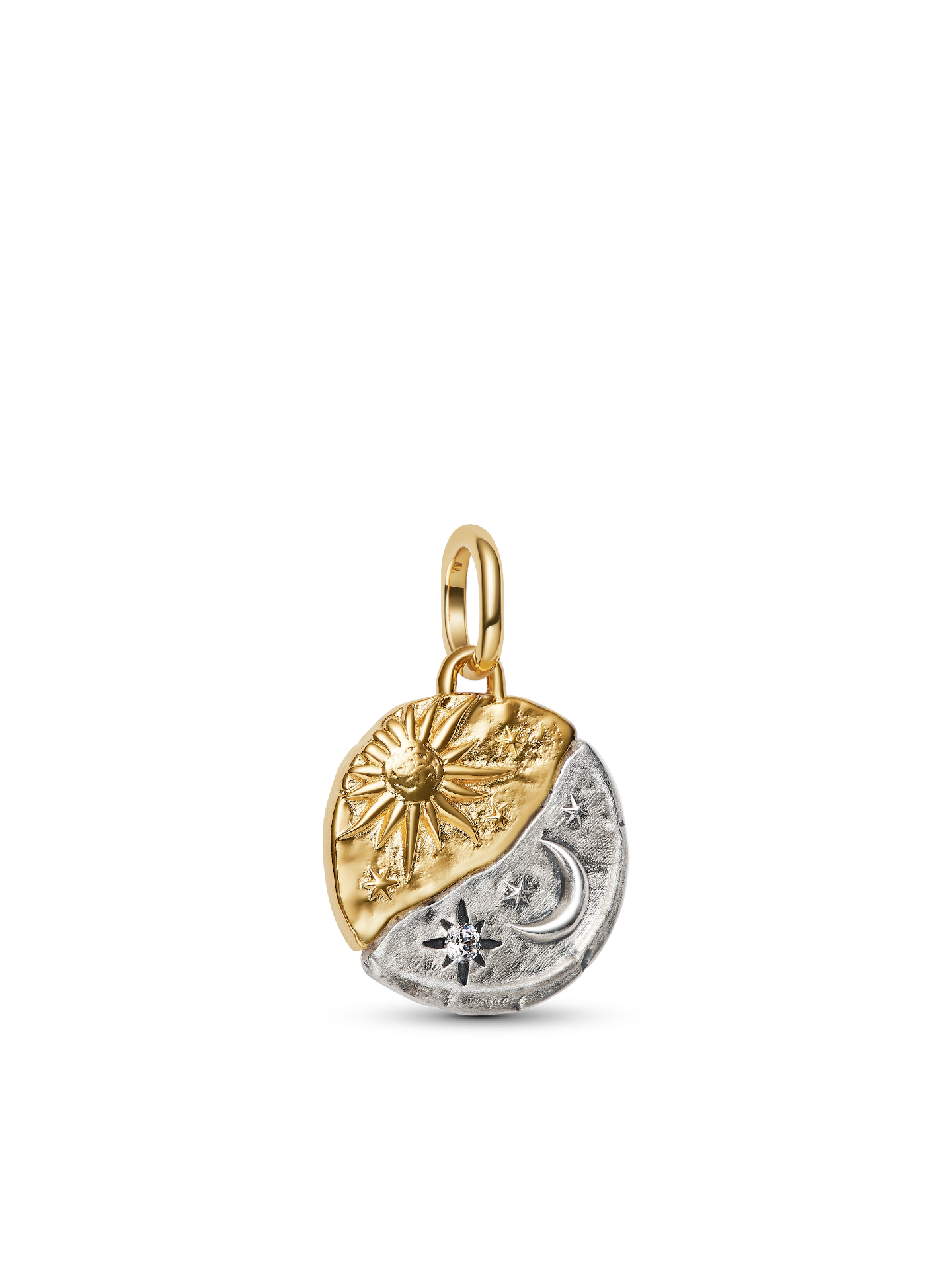 Женский шарм Pandora Sun and Moon Medallion Charm, цвет: Двухцветный — фото 1