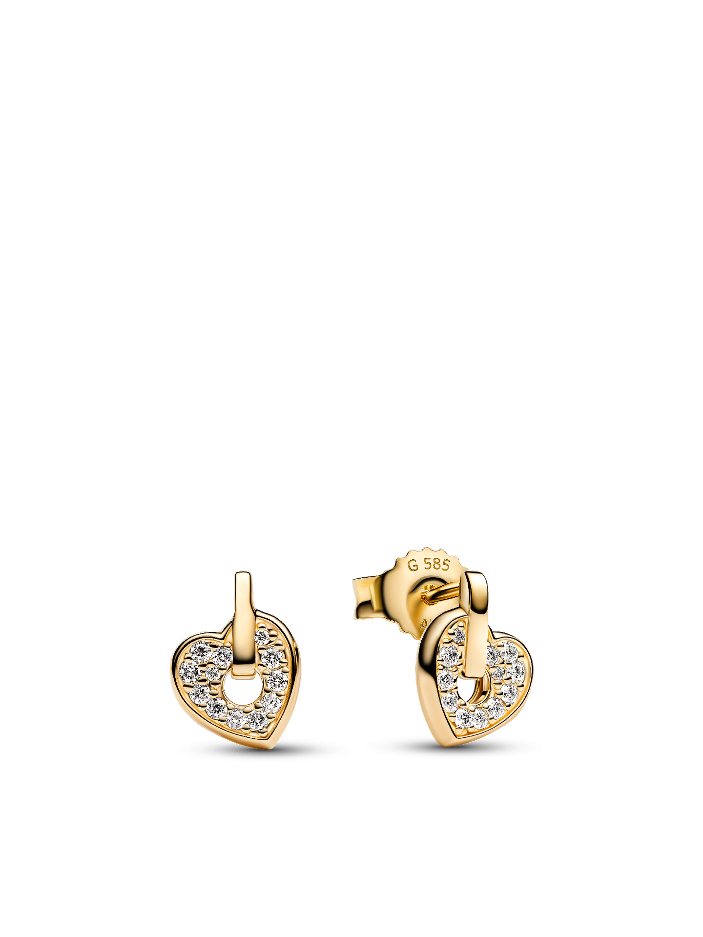 Женские серьги Pandora Talisman 14k Gold Lab-grown Diamond Pavé Heart, цвет: Золотой — фото 1