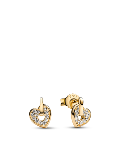 Женские серьги Pandora Talisman 14k Gold Lab-grown Diamond Pavé Heart, цвет: Золотой