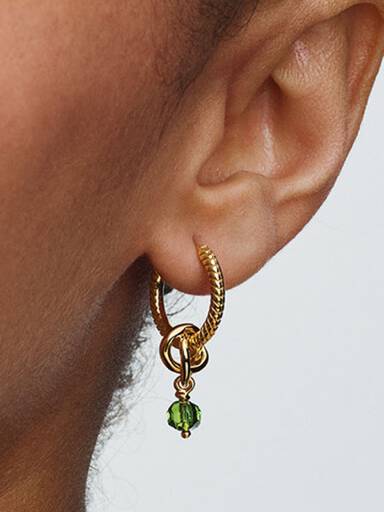 Faceted Spring Green Eternity Circle Dangle Charm