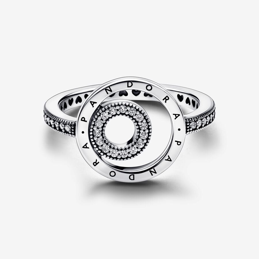 Pandora Signature Logo Circles Pavé Ring | Sterling silver | Pandora US