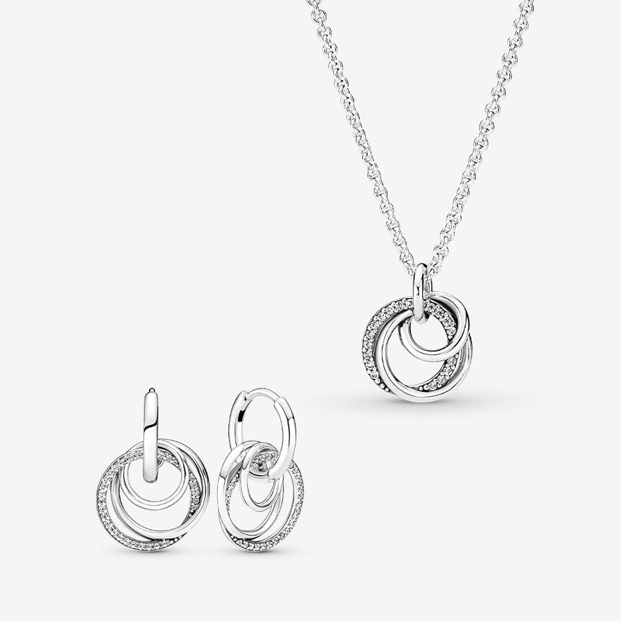 Family Always Encircled Hoop Earrings and Necklace Set image number 0