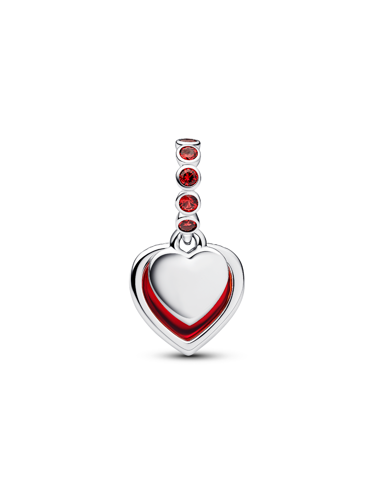 Red Murano Glass Heart Double Dangle Charm | Pendant | Sterling