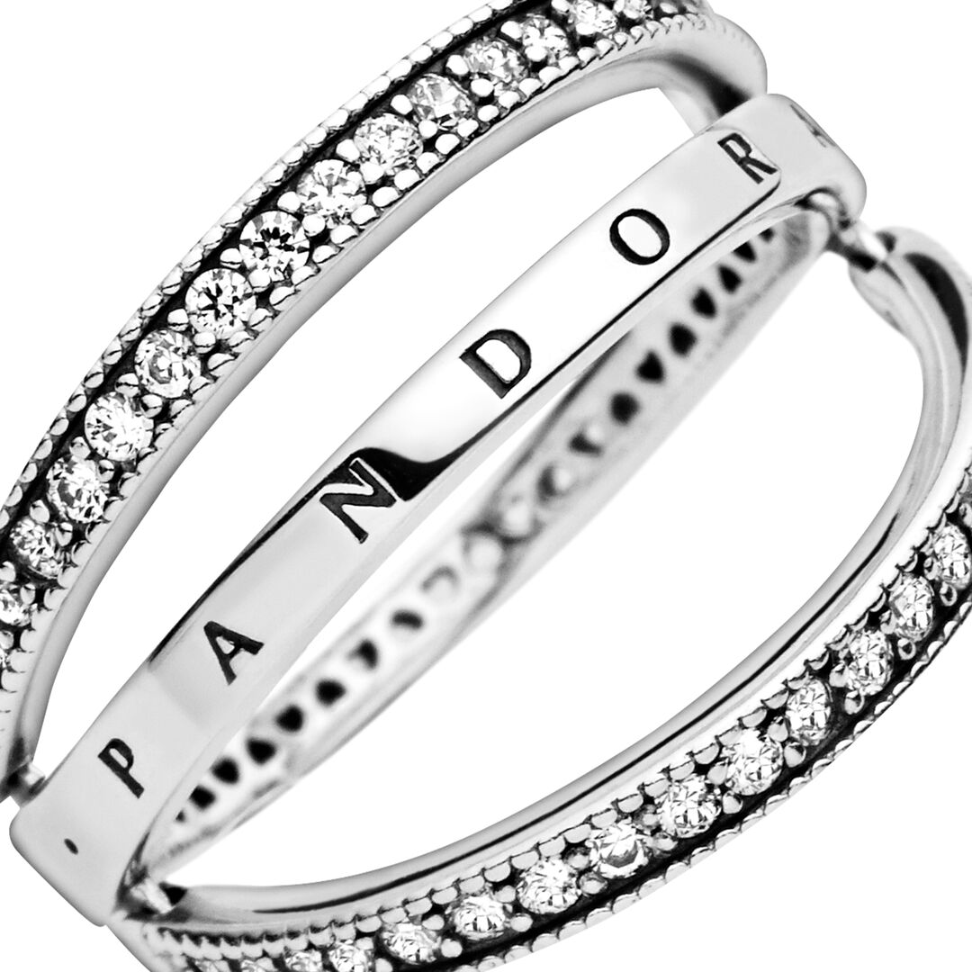 FINAL SALE - Pandora Logo and Hearts Ring