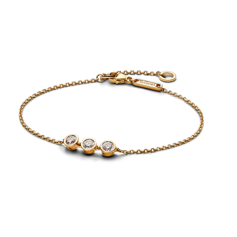 Pandora Era Bezel Triple Lab-grown Diamond Chain Bracelet 0.45 carat tw 14k Gold