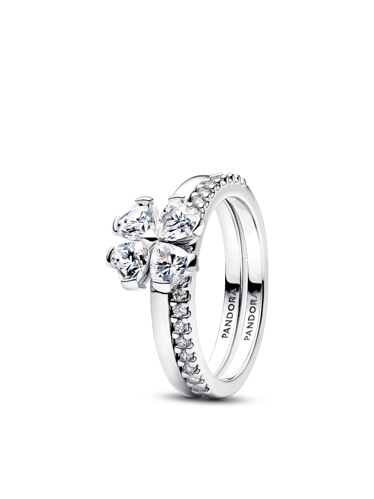 Женское кольцо Pandora Sparkling Lucky Clover Splittable, Sterling silver, цвет: Серебро