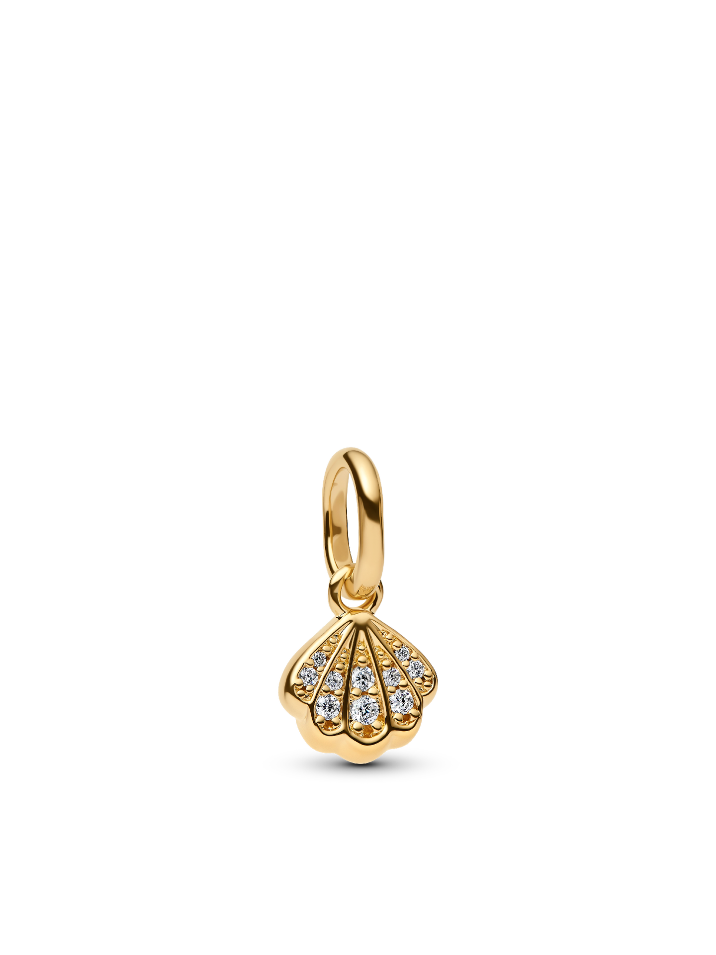 Шарм Pandora Sparkling Shell Mini Dangle Charm, Gold plated, цвет: Позолоченный — фото 1
