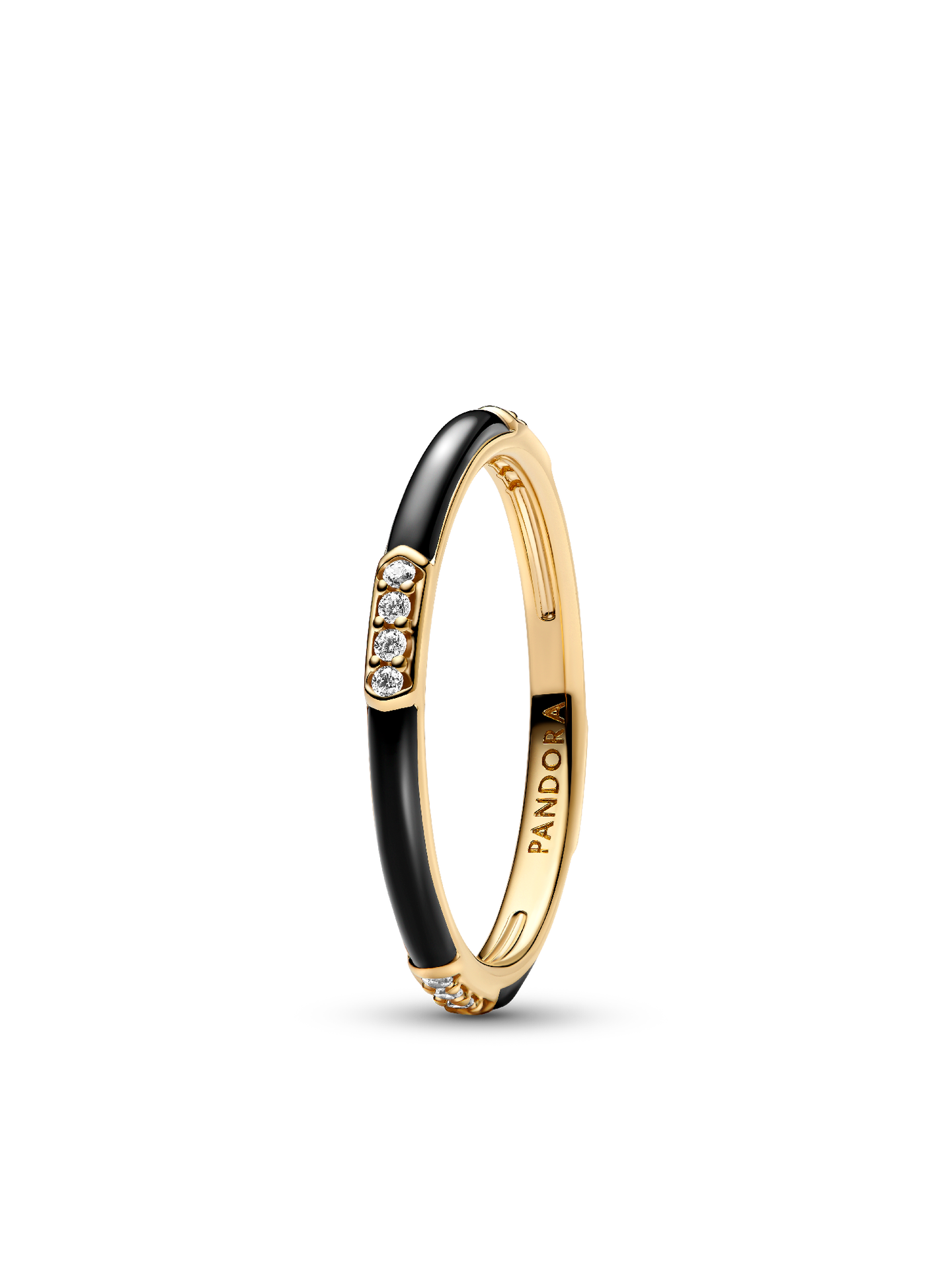 Женское кольцо Pandora Black Enamel & Stones, цвет: Позолоченный — фото 1