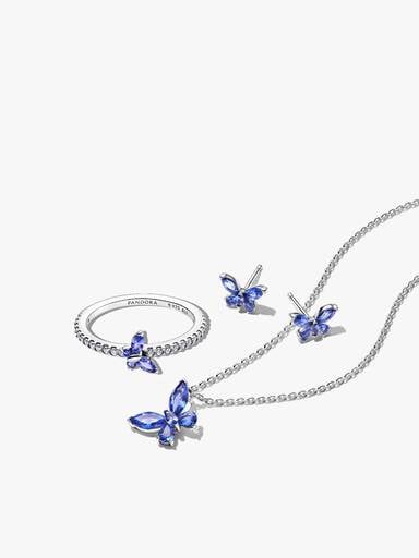 Winter Blue Butterfly Jewelry Set