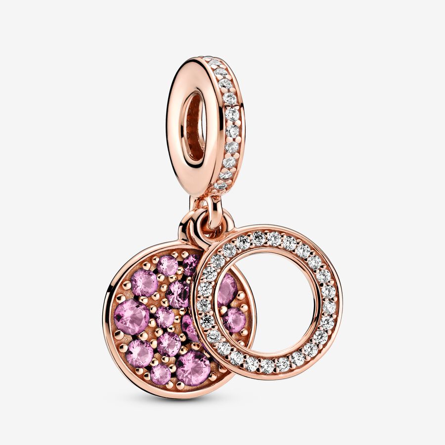 FINAL SALE - Sparkling Pink Disc Double Dangle Charm image number 0