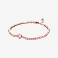 Sparkling Heart Tennis Bracelet | Rose gold plated | Pandora US