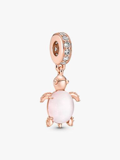 Murano Glass Pink Sea Turtle Dangle Charm