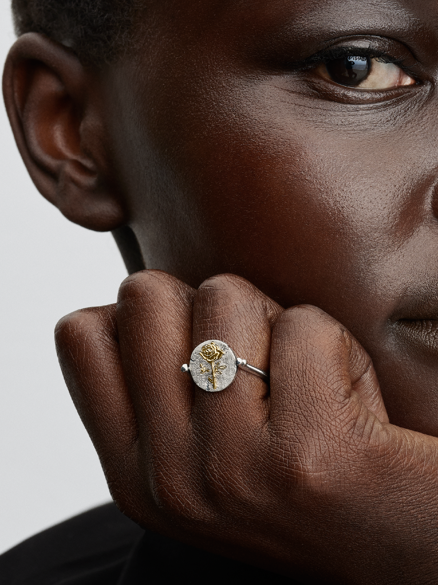 Rose Reversible Medallion Ring
