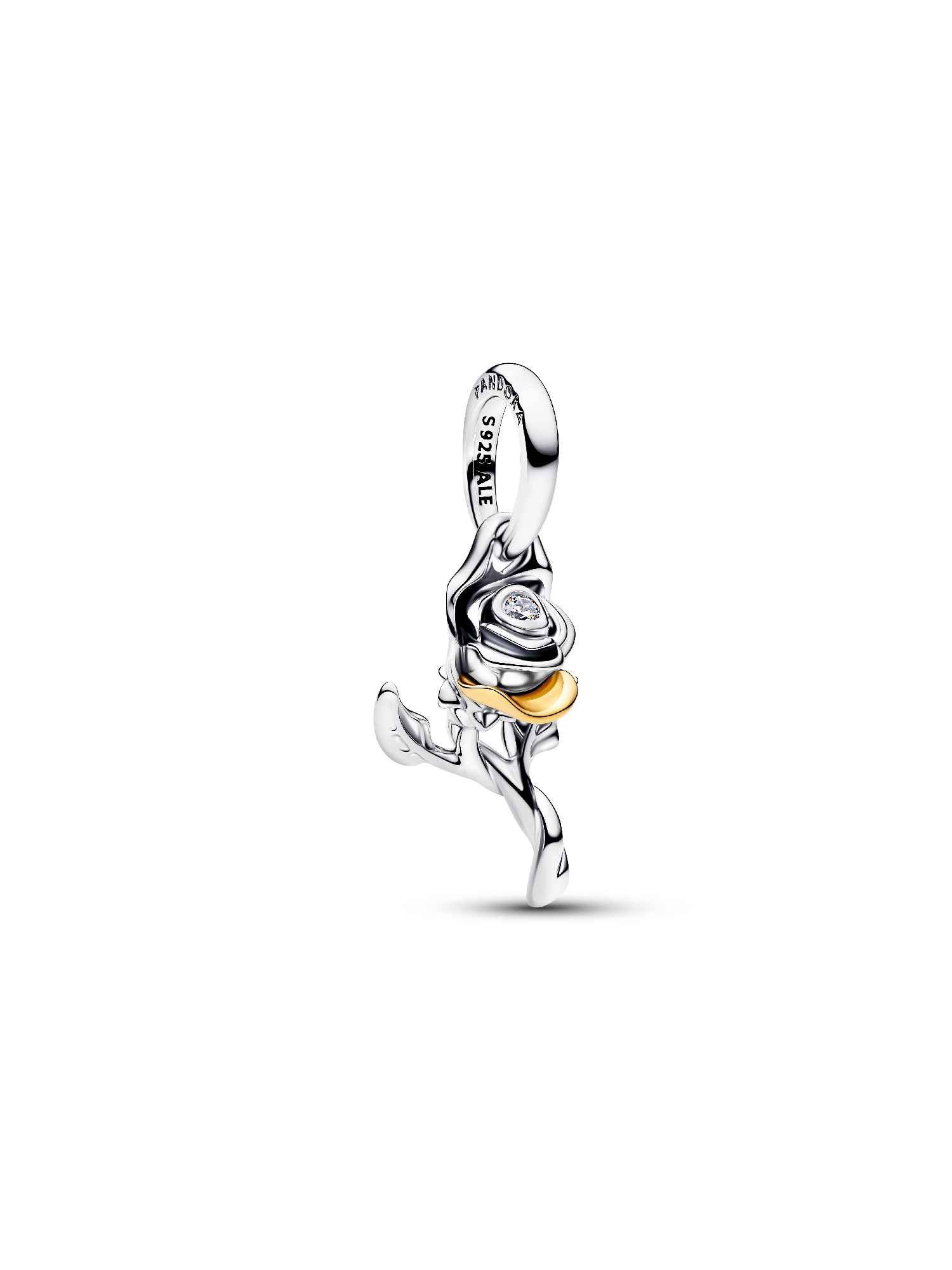 Disney Belle Enchanted Rose Lab-grown Diamond Dangle Charm