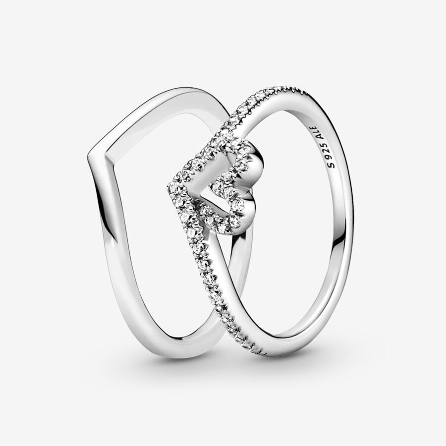 Pandora Double Heart Sparkling Ring