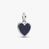 Engravable Blue Heart Dangle Charm, Platinum Plated Engravable Blue Heart Dangle Charm, Platinum Plated