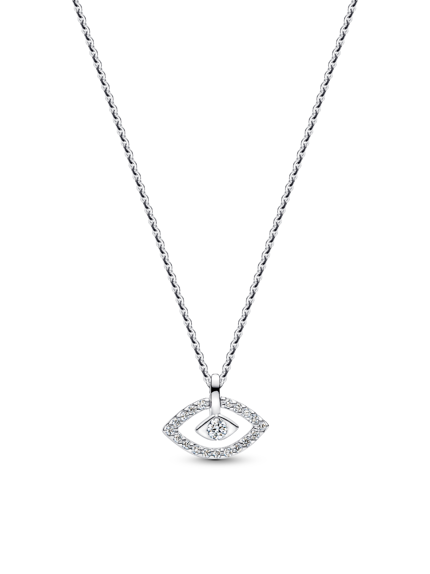 Женское колье Pandora Talisman Sterling Silver Lab-Grown Diamond Evil Eye Pendant, цвет: Серебро — фото 1