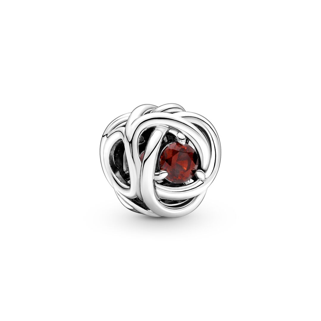 January Red Eternity Circle Charm