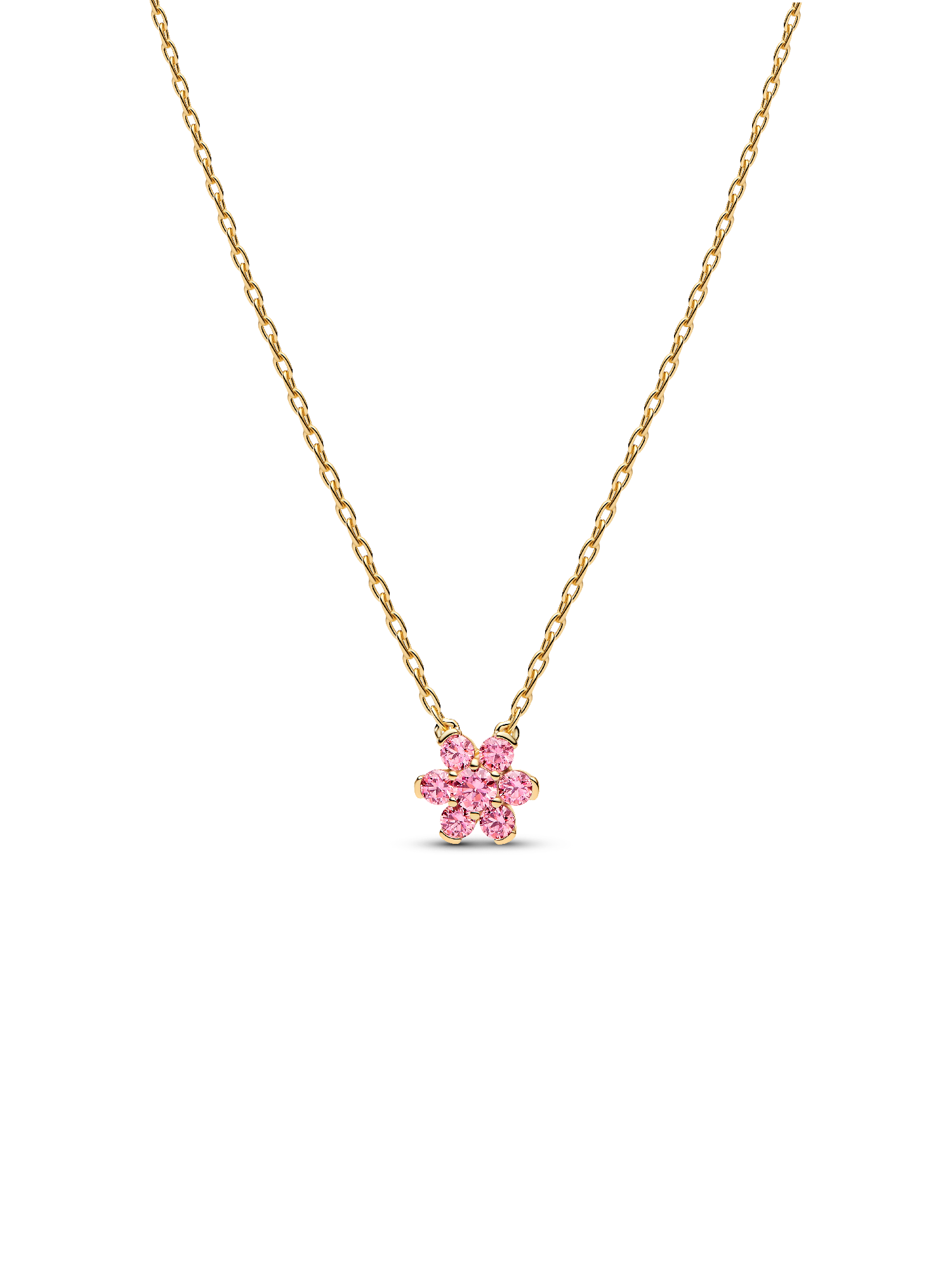 Sparkling Pink Flower Pendant Necklace