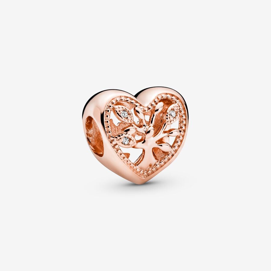 China Outside Therefore Openwork Family Tree Heart Charm | Rose gold plated | Pandora US