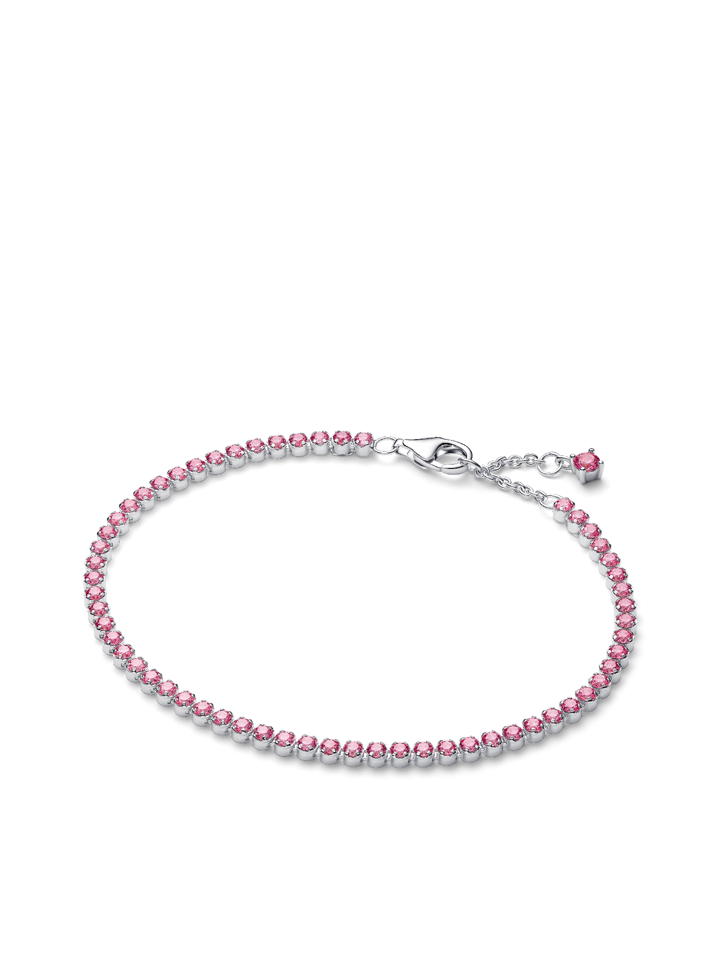 Женский браслет Pandora Pink Small Tennis, цвет: Серебро — фото 1