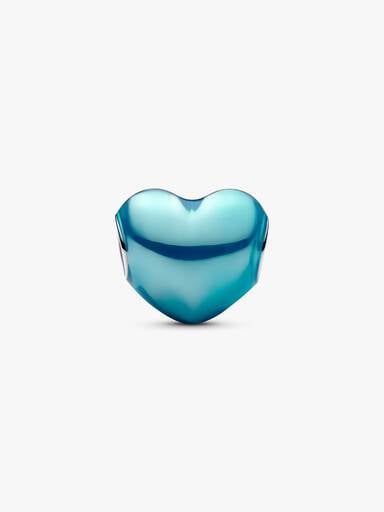 Metallic Sky Blue Heart Charm
