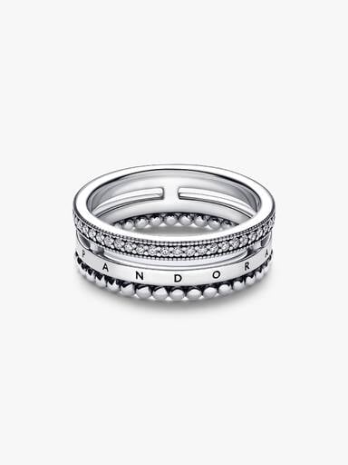 Pandora Signature Logo Pavé & Beads Ring