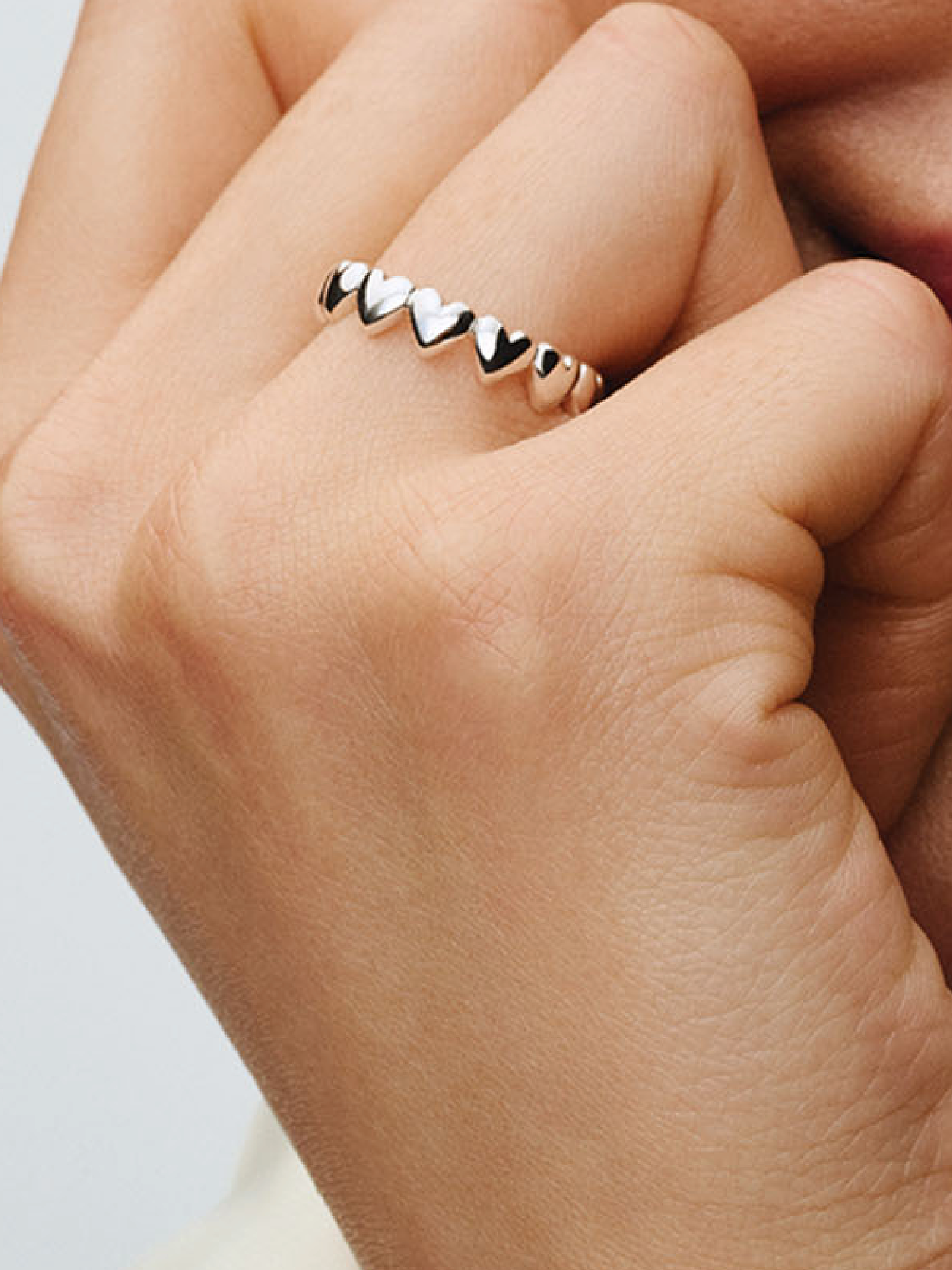 Женское кольцо Pandora Row of Hearts, Sterling silver, цвет: Серебро — фото 3