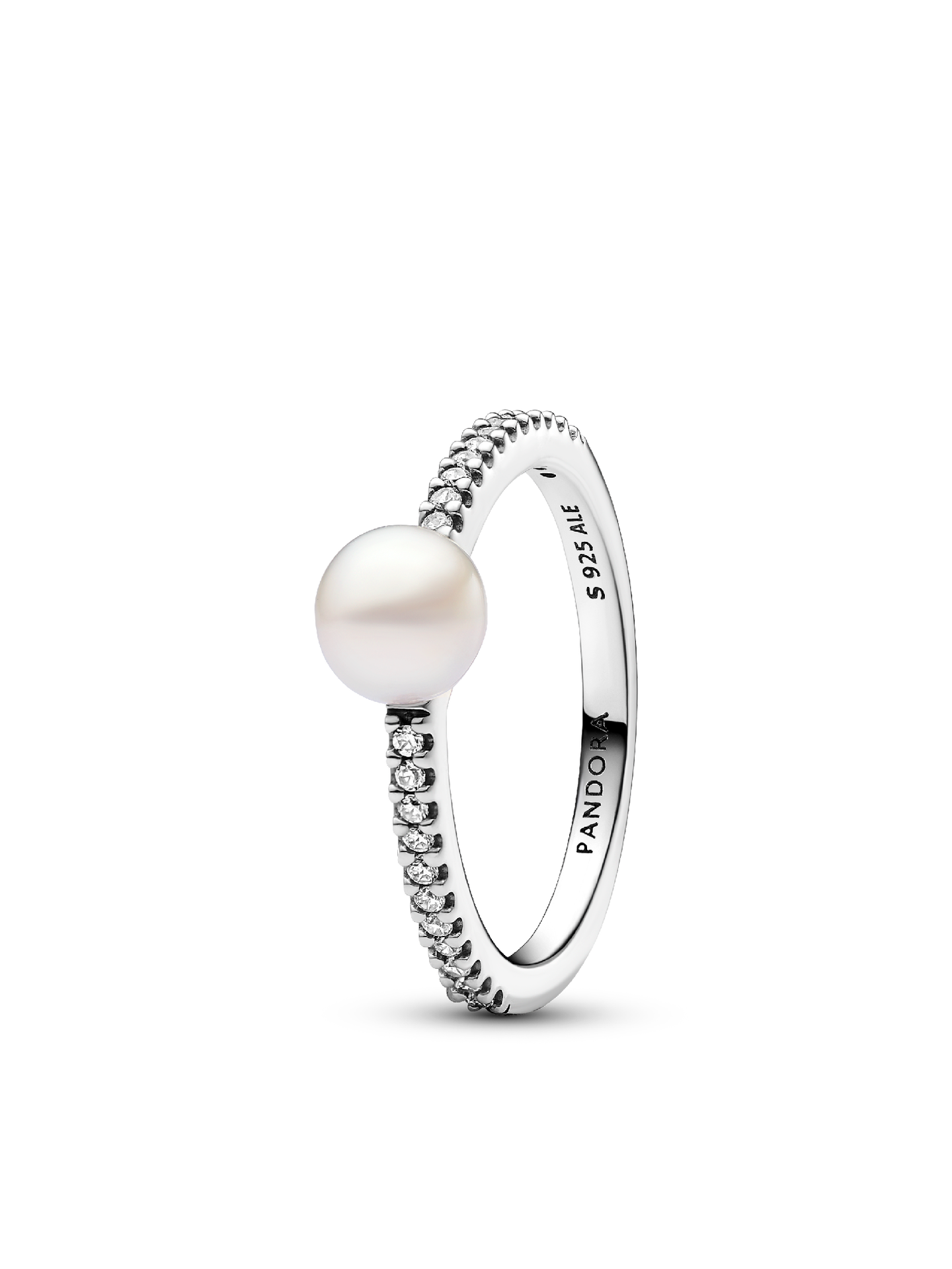 Женское кольцо Pandora Treated Freshwater Cultured Pearl & Pavé, цвет: Серебро