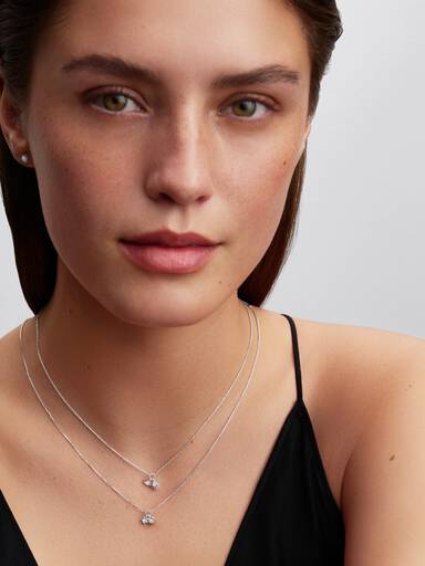 Pandora Talisman Sterling Silver Lab-Grown Diamond Heart & Star Dangle Pendant Necklace