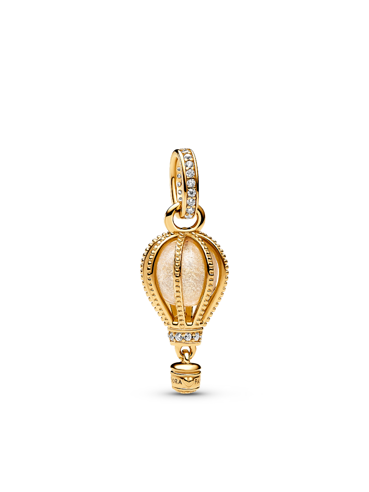 Женский шарм Pandora Sparkling Clear Hot Air Balloon Dangle Charm, цвет: Позолоченный — фото 1