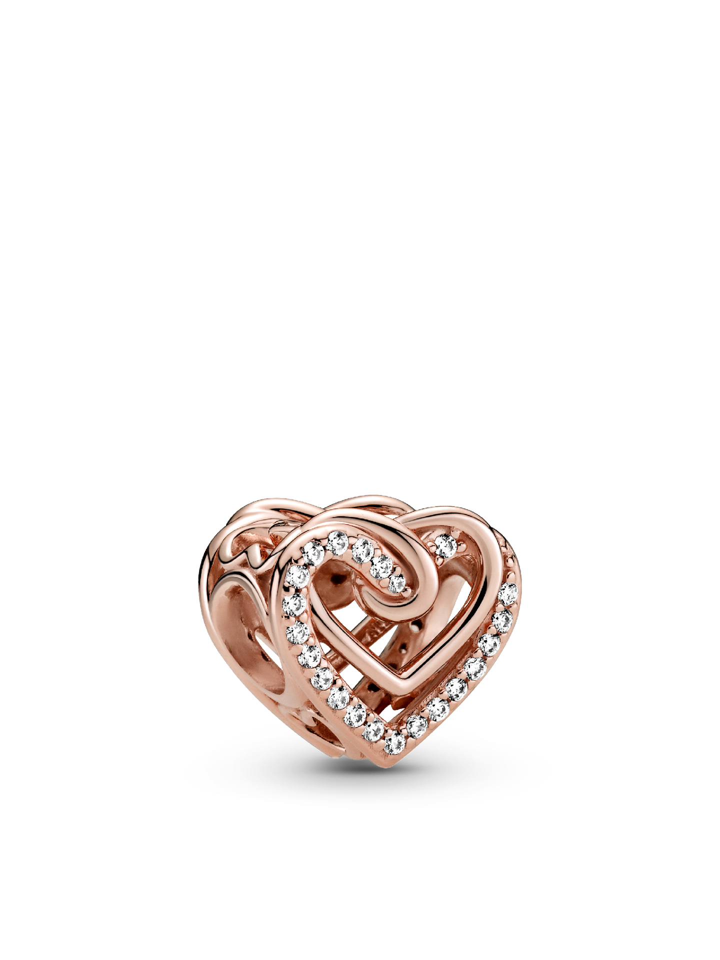 Женский шарм Pandora Sparkling Entwined Hearts Charm, Rose gold plated, цвет: Покрытие розовым золотом — фото 1