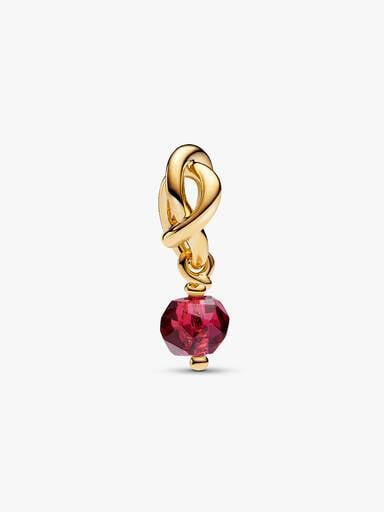 Faceted True Red Eternity Circle Dangle Charm