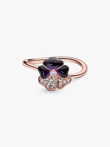 FINAL SALE - Deep Purple Pansy Flower Ring