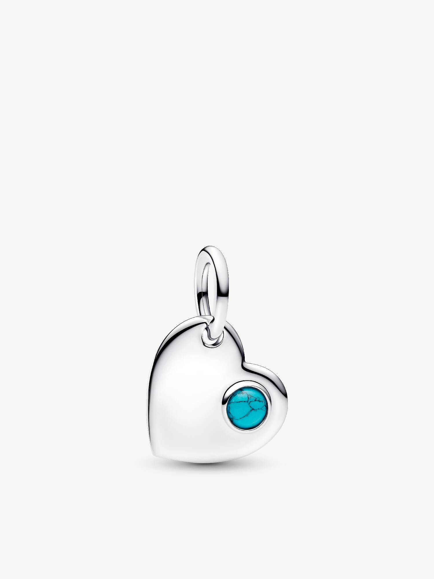December Engravable Turquoise Blue Stone Heart Dangle Charm