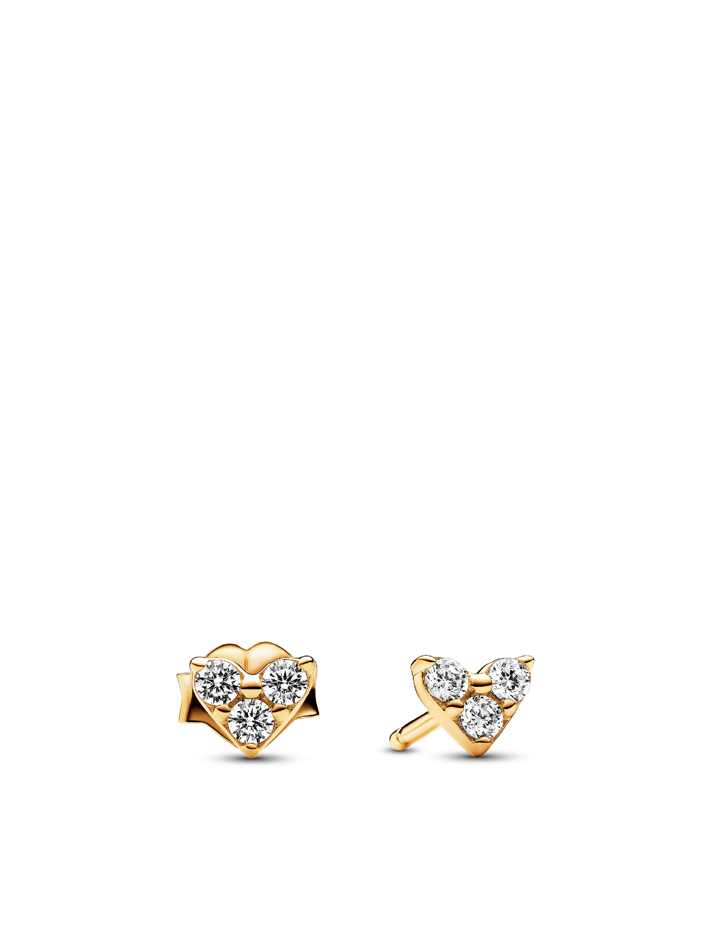 Женские серьги Pandora Triple Stone Heart, Gold plated, цвет: Позолоченный — фото 1