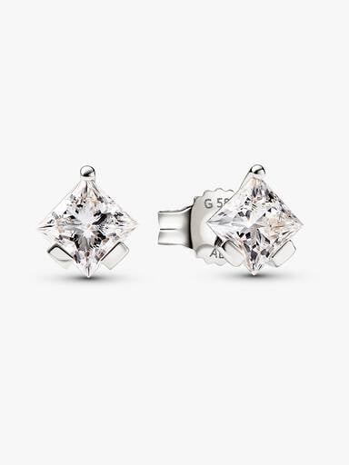FINAL SALE - Pandora Nova 14k White Gold Lab-grown Diamond Earrings