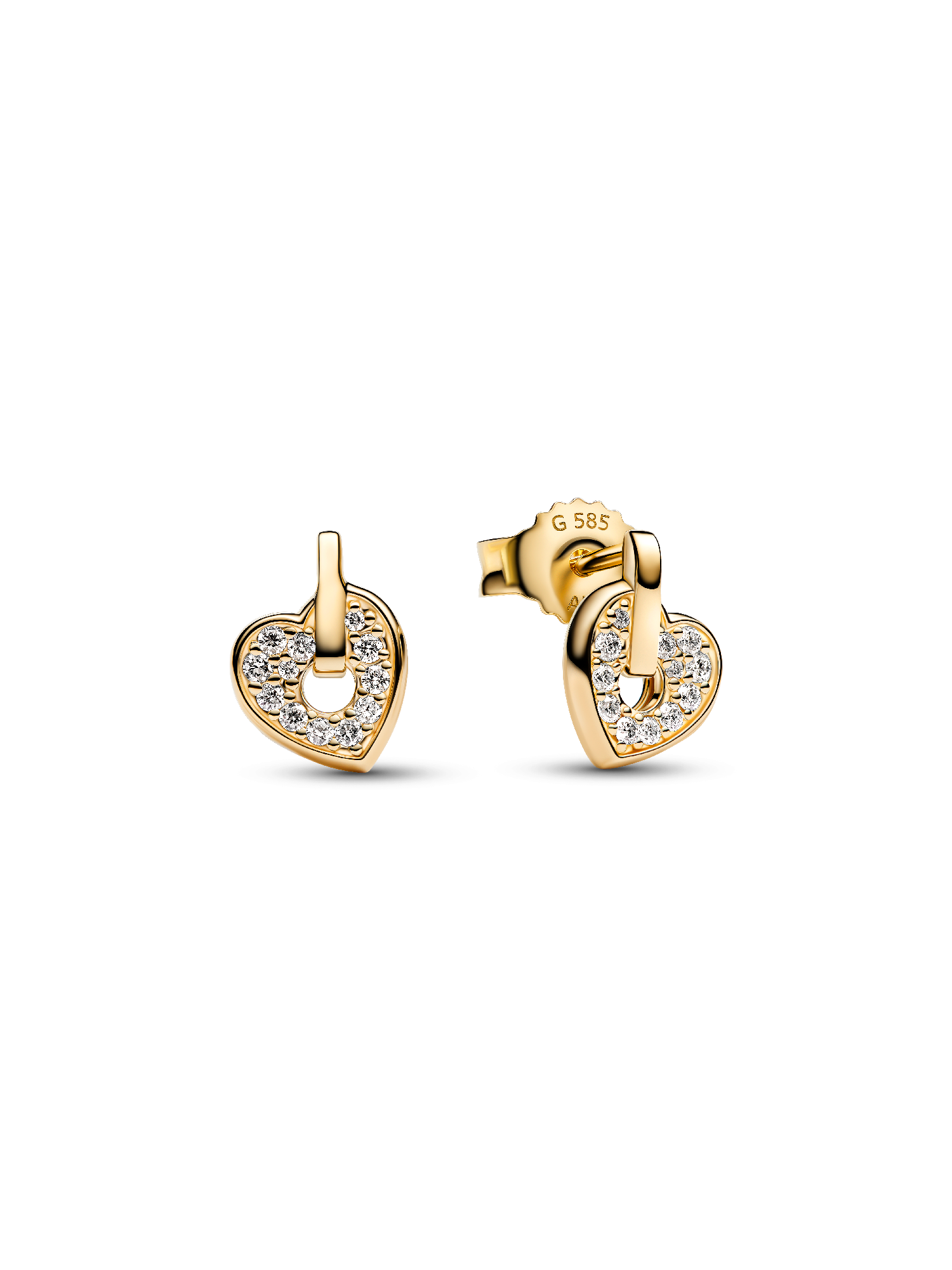 Pandora Talisman 14k Gold Lab-grown Diamond Pavé Heart Stud Earrings