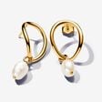Organically Shaped Circle & Baroque Treated Freshwater Cultured Pearl Earrings