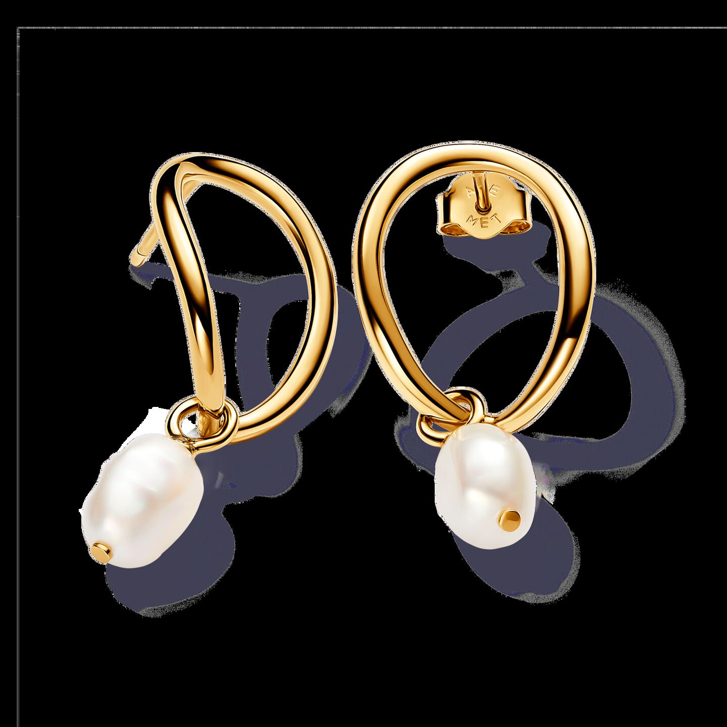 Женские серьги Pandora Organically Shaped Circle & Baroque Treated Freshwater Cultured Pearl, цвет: Позолоченный — фото 2