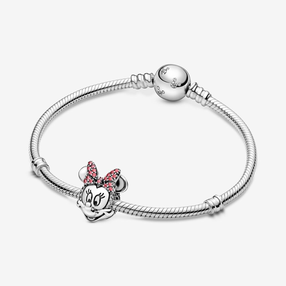 Disney Minnie Mouse Pink Pavé Bow Clip Charm | Pandora US