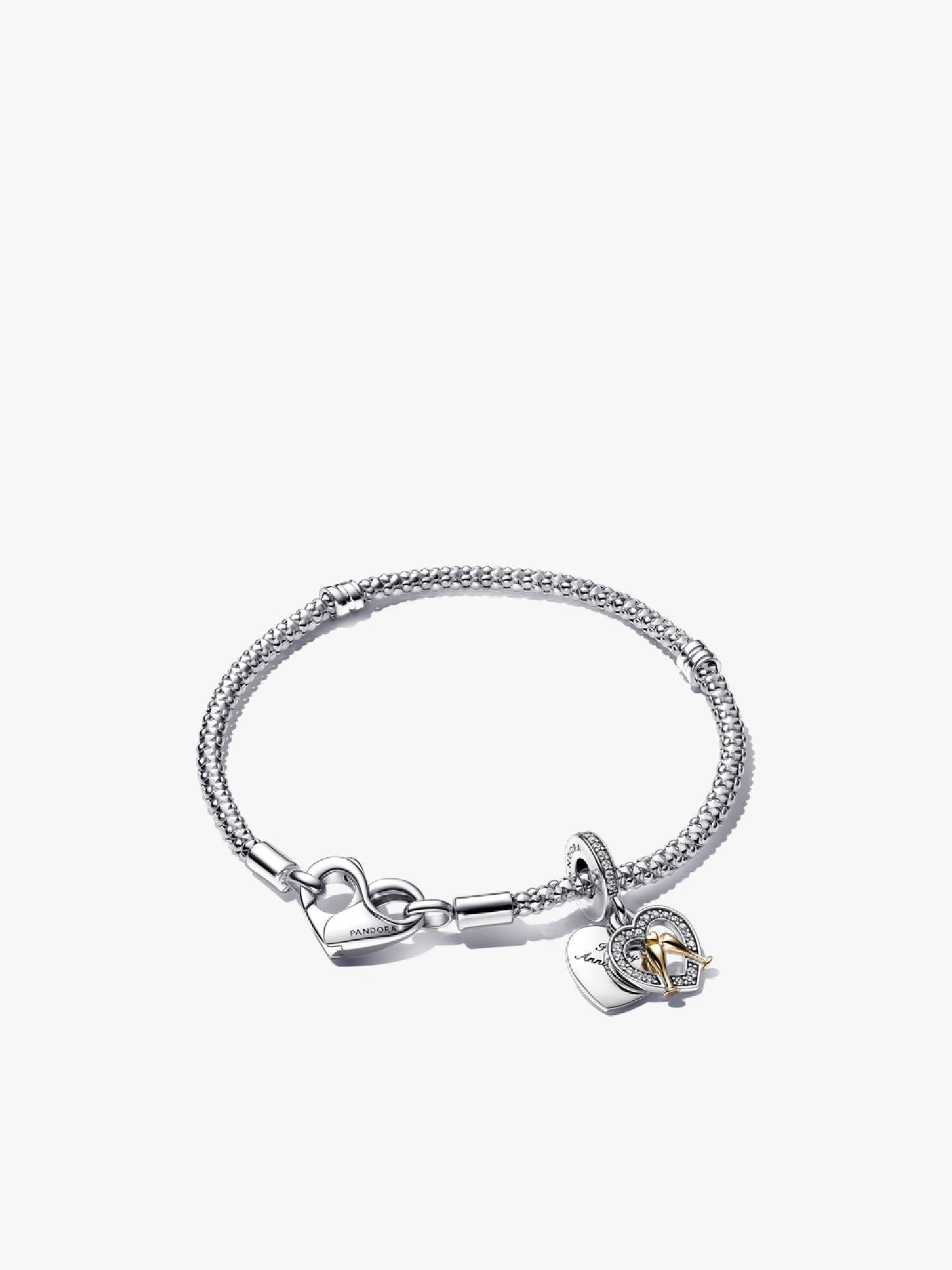Two-tone Happy Anniversary Charm & Bracelet Set