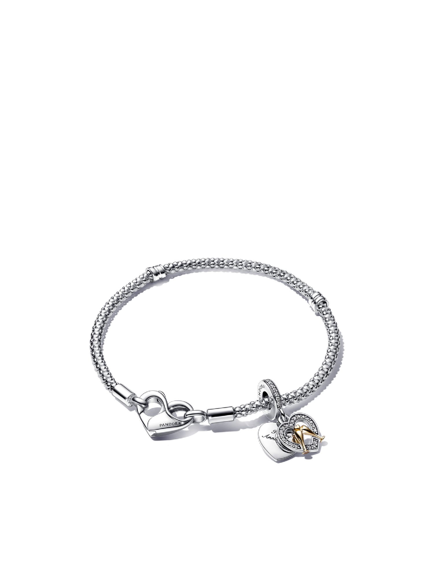 Two-tone Happy Anniversary Charm & Bracelet Set