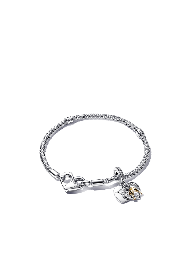 Two-tone Happy Anniversary Charm & Bracelet Set