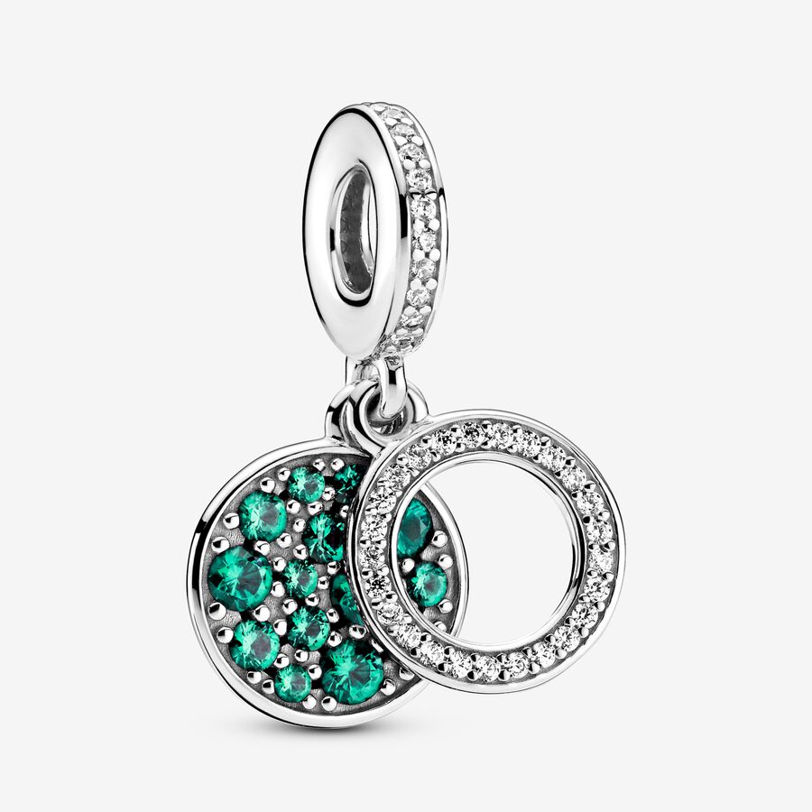 FINAL SALE - Sparkling Green Disc Double Dangle Charm image number 0