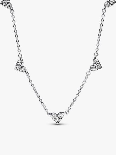 Triple Stone Heart Station Necklace and Earring Set