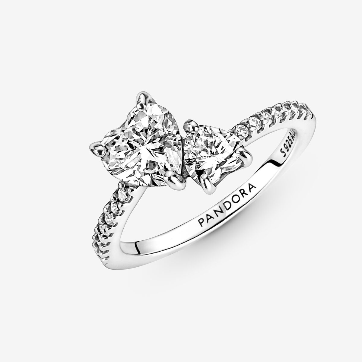 Double Heart Sparkling Ring Sterling Silver Pandora US double-heart-sparkling-ring-sterling-silver-pandora-us