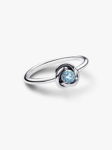 March Sea Aqua Blue Eternity Circle Ring