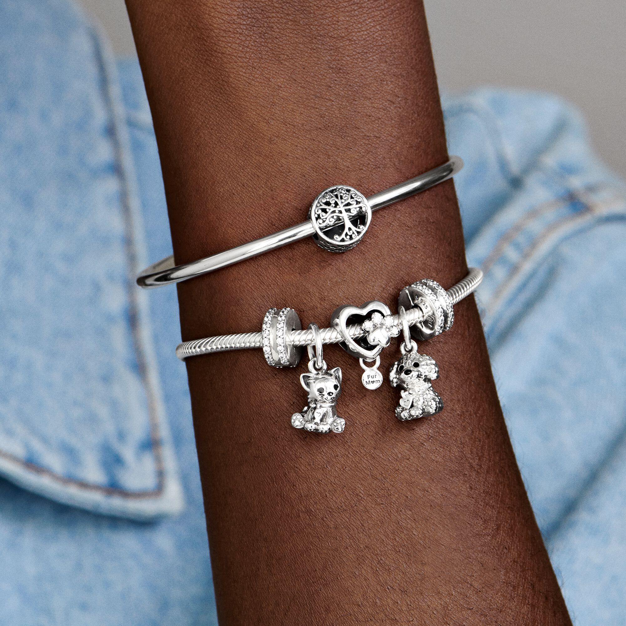 Sparkling Paw Print & Heart Charm | Sterling silver | Pandora US