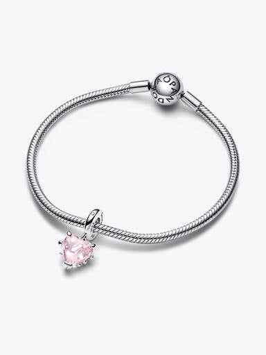 Pink Family Tree & Heart Dangle Charm